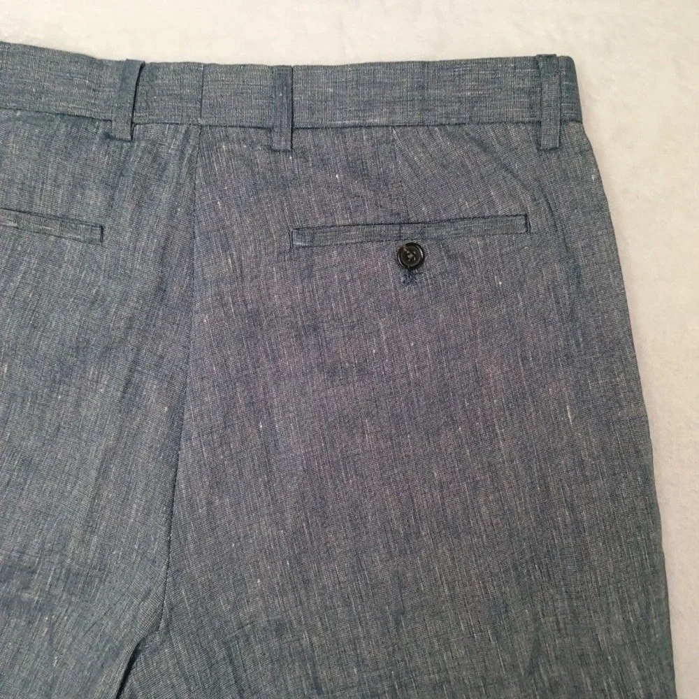 Banana Republic Pants Mens 32x30 Blue Chambray Linen Blend Dress Flat Front Work